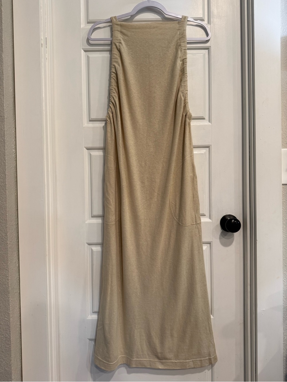 Free People Beach Maxi Dress XS Tan Sleeveless Ruched Side Casual